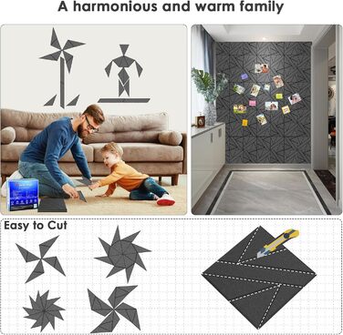 Акустичні панелі BSHEAD самоклеючі для звукоізоляції стін, шумопоглинаючий пінополіуретан 30x30x1.2 см, чорний