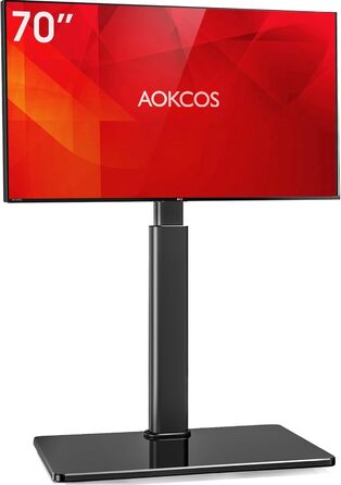 AOKCOS Adjustable TV Stand Base - Tilting & Swivel, Height 1350mm, for 32-70 inch TVs, VESA 400x400, 40kg Max Load (White/Black)