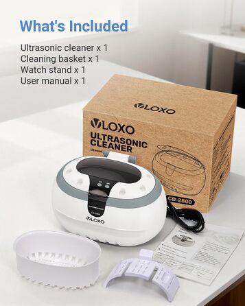 Ультразвукова мийка VLOXO 600мл, 42 кГц - для ювелірних виробів, інструментів, зубних протезів та годинників, бак з нержавіючої сталі, тиха робота, 50W