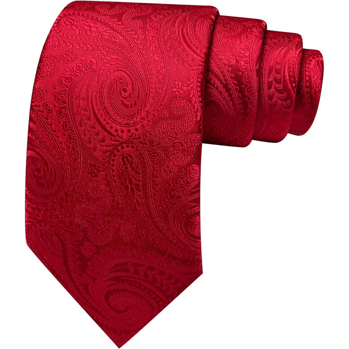 Краватка з шовковим візерунком пейслі, нагрудна хустинка та запонки, комплект 3 шт. Barry.Wang, червоний колір, для урочистих подій та весілля