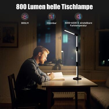 LED лампа настільна Electight RGB з димеруванням, 82 см, 800 люмен, складний дизайн, пульт та додаток, 16 млн кольорів, 99 режимів, синхронізація з музикою та таймер, для читання, офісу та ігор