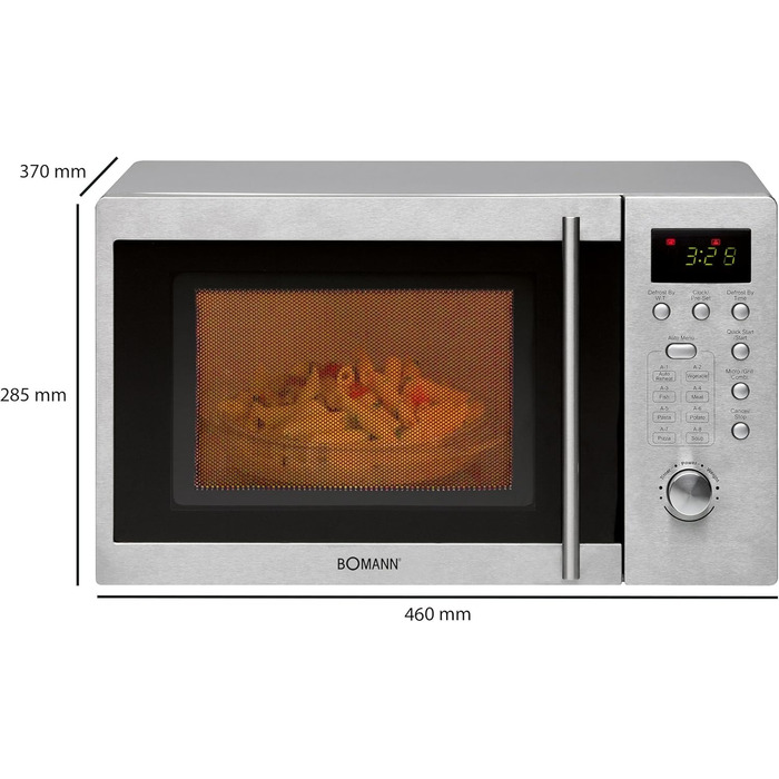 Мікрохвильова піч Bomann® з грилем, 1000 Вт, вбудована, 20 л, 8 програм, з поворотним столом, MWG 2211 U CB
