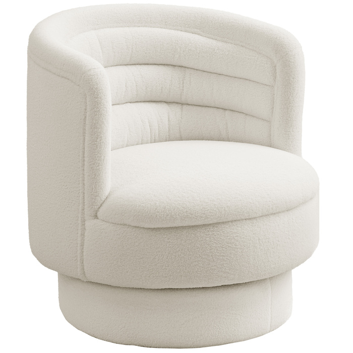 HOMCOM Armchair Living Room Swivel Recliner with Armrests, Lounge Chair Reading Chair with Sherpa-Look, Upholstered Armchair for Bedroom Cream White | Aosom