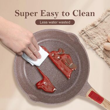 Сковорода з антипригарним покриттям з кераміки 28 см, здорова керамічна сковорода зі знімним ручками, придатна для духовки, без PFAS, PFOA та PTFE (колір: коричневий)