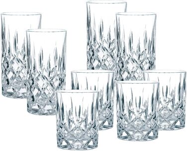 Spiegelau & Nachtmann Nobelesse Set - 4 Whiskey Glasses + 4 Highball Glasses, 40037622, Transparent