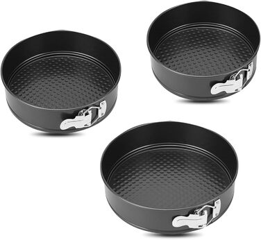 Набір форм для випікання QKNOSM (3 шт.) - діаметр 20/22/24 см, знімний дно, антипригарне покриття, з плоским дном, для пирогів та тортів