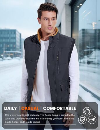 Чоловіча жилетка MAGCOMSEN з підкладкою, зимова, без рукавів, тепла флісова жилетка, для відпочинку, термо, перехідна жилетка з багатою кишенями, 3XL, темно-сіра