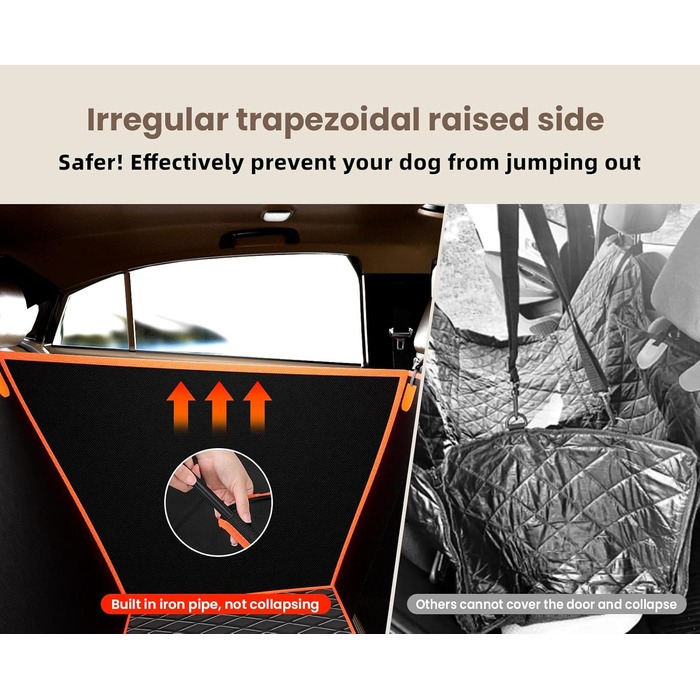 Pecute Dog Car Seat - Reinforced & Secure Dog Seat for Medium & Large Dogs - Adjustable Straps & Stable Car Dog Crate for Rear Seat (L)