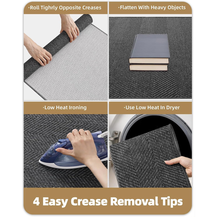 Килимок для дому COLOR&GEOMETRY 43x76 см, сірий, машинне прання, неслизький, для входу, вбираючий, для передпокою, коридору