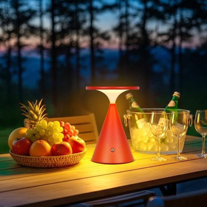 Настільна LED лампа акумуляторна бездротова, 4000mAh, димується, сенсорна, 3 кольори, для дому та вулиці, 2 в упаковці (Червона)