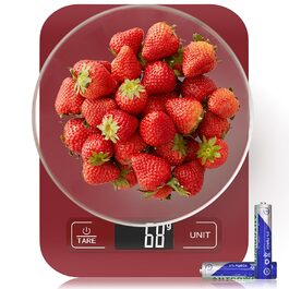 Професійна кухонна вага GeeRic 10 кг з LCD дисплеєм, нержавіюча сталь, точність 1 г, функція тарування, рожеве золото