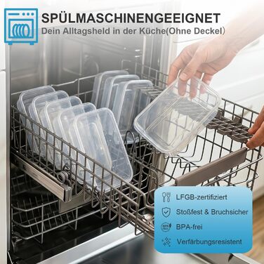 Контейнери для зберігання продуктів Hotec Frischhaltedosen 10 шт x 1л, герметичні, з кришками, для холодильника, морозилки, мікрохвильовки