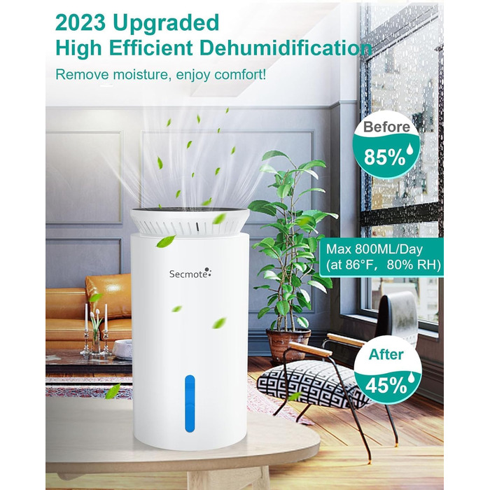 Електричний осушувач повітря 2000 мл, тихий осушувач для дому та офісу, проти вологи, 50㎡ (білий)