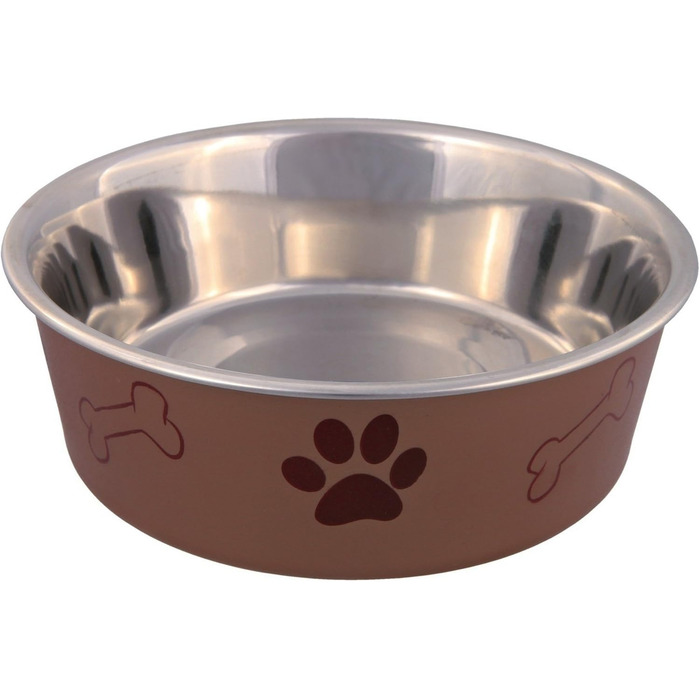 Миска для тварин TRIXIE з нержавіючої сталі з пластиковим покриттям, 2.2 л, діаметр 23 см, висота 8 см, різноманітні кольори, 1 шт.