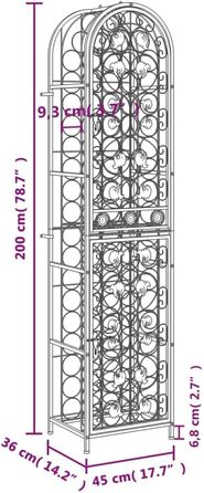 vidaXL Wine Rack 35 Bottles Metal Bottle Rack Bottle Stand Wine Cabinet (45 x 36 x 200 cm)