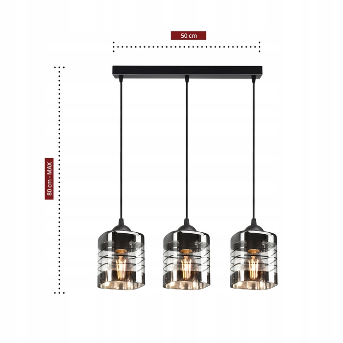 Підвісна скляна люстра Luxolar на 3 цоколі E27, сучасний стиль