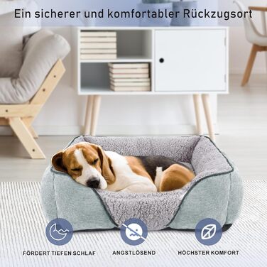 JOEJOY Dog Bed - Medium to Large Dogs, Dog Basket, Washable - Fluffy Dog Bed, Non-Slip Dog Beds, Plush Dog Basket for Dogs and Cats (L76×61×23 cm) (L 89 x W 63 x H 23 cm, Light Grey)