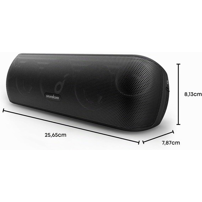 Soundcore Motion+ Bluetooth колонка Hi-Fi з Hi-Res аудіо 30W, глибокий бас, бездротова, з додатком, USB-C, еквалайзер, 12 год автономії, IPX7 водозахист (Чорний)
