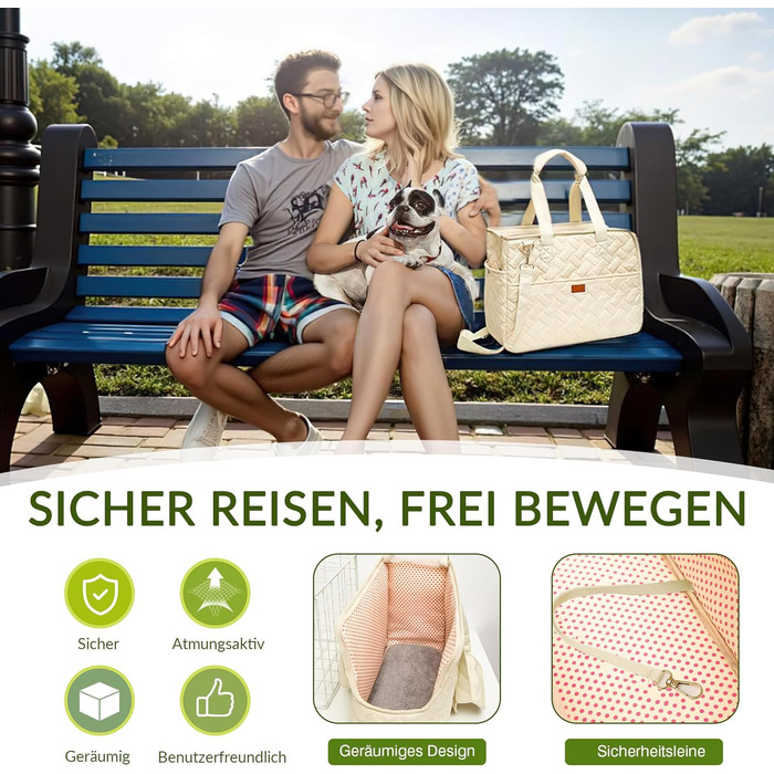 Транспортна переноска для котів та собак ASOPETS, м'яка переноска для тварин, зручна для подорожей, аксесуар для сумки-переноски з регульованим кріпленням (кремовий, S)