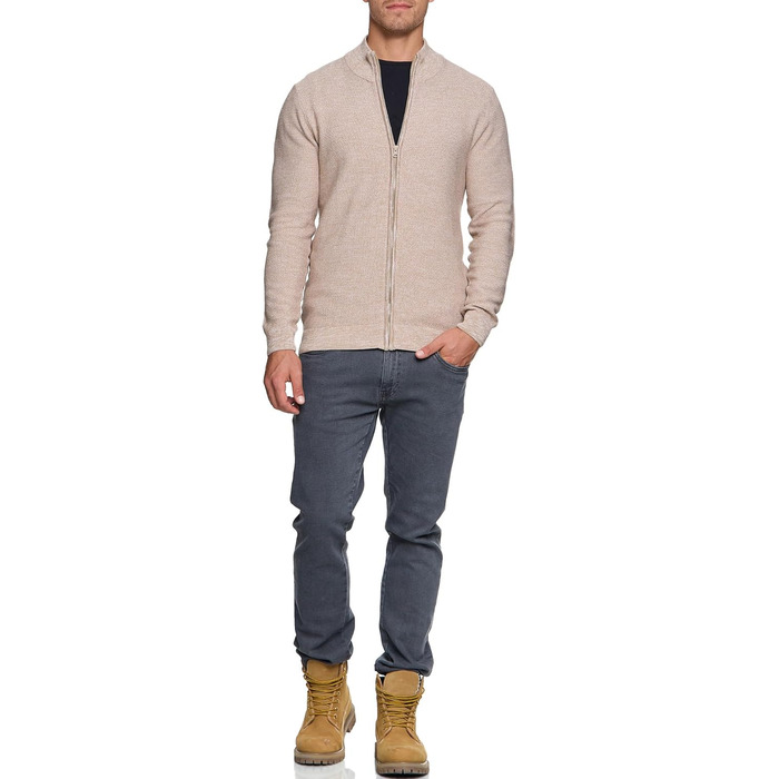 Чоловічий кардиган Indicode INWestmoon з коміром-стійкою | Тонкий в'язаний кардиган з бавовняної суміші (3XL, Кукурудзяний колос)