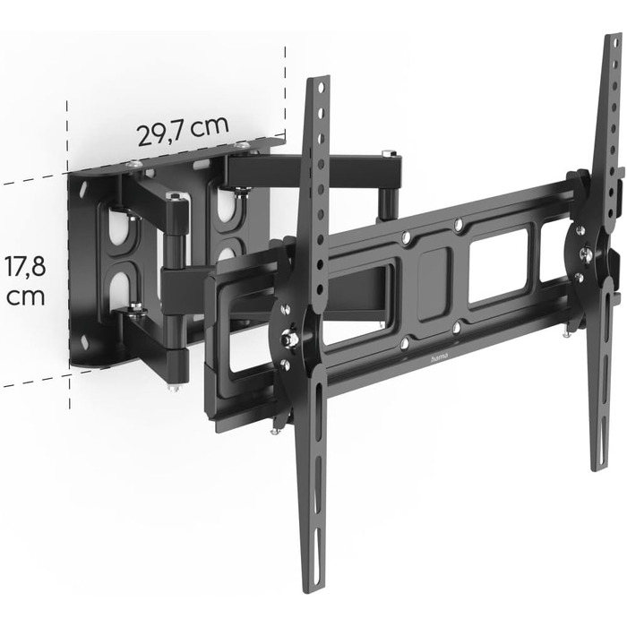 Hama TV Wall Mount Bracket (37-90 inch TV Mount, up to 220lbs, VESA 800x400, Fixed Wall Mount, Includes Fischer Anchors & Instructions, Black)