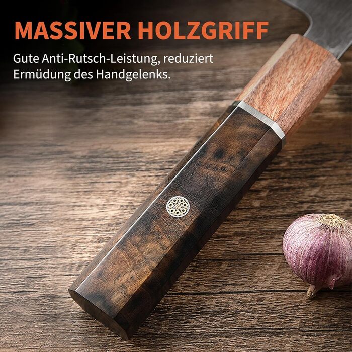 Японський ніж Plys: професійний кухонний ніж для м'яса, 20 см, з високоякісної нержавіючої сталі