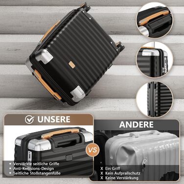 Набір валіз Joyway 3 шт. з жорстким корпусом, легкий, PP, TSA замок, 4 колеса, рожеве золото, 20'+24'+28'