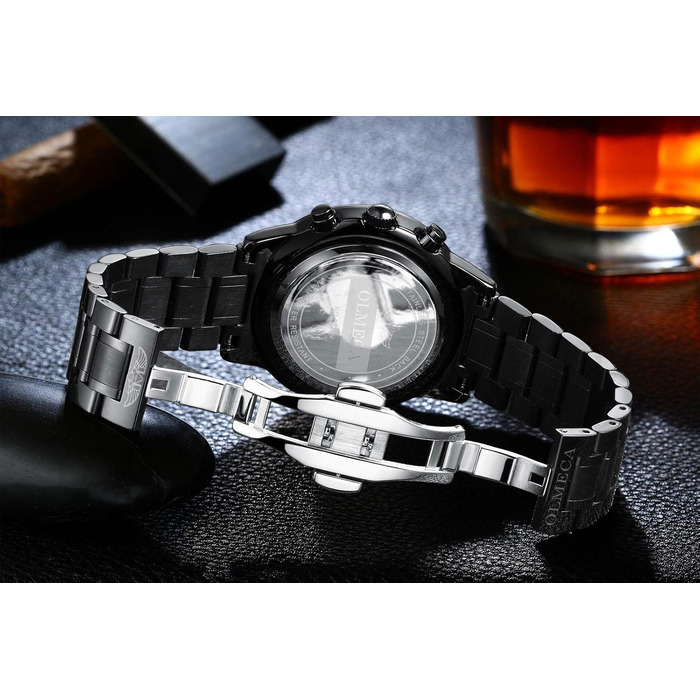 Годинник чоловічий DREAMING Q&P з нержавіючої сталі, аналоговий кварц, хронограф, багатофункціональний, чорний