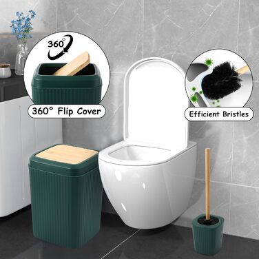 Комплект аксесуарів для ванної кімнати: душовий завіс та килимки (темно-зелений)