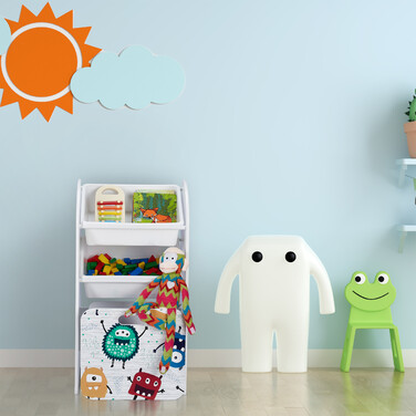 Relaxdays Slim Children's Shelf with Monsters