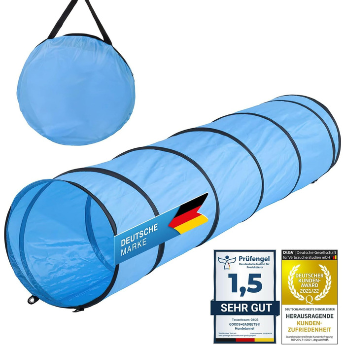 Тоннель для аджиліті для собак - ігровий тоннель, тоннель для аджиліті, собача печера з кілками та сумкою для перенесення, 300 x 50 см (200 см)