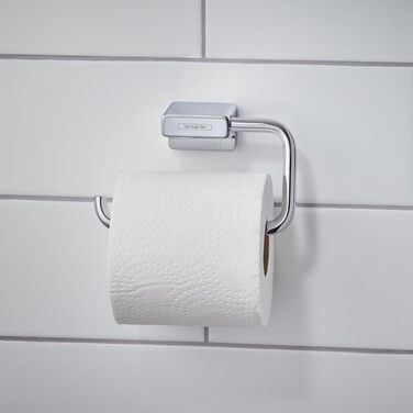 Hansgrohe AddStoris Toilet Paper Holder - Wall Mounted Tissue Holder with Concealed Mounting - Chrome Bathroom Accessory