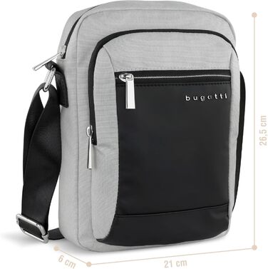 Чоловіча сумка Bugatti Era на плече з відділенням для планшета - Meenger Bag, Кур'єрська сумка (Світло-сірий, S)