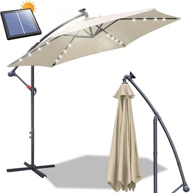 Daromigo Parasol 300/350 cm with Crank | Pergola Parasol with Stand | Garden Parasol Sun Protection UV Protection Aluminum | Crank Parasol Market Parasol Waterproof for Garden
