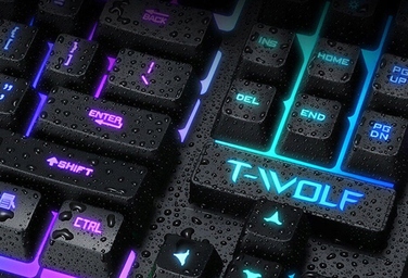 Мембранна підсвічена клавіатура T-WOLF TF20, USB, чорна