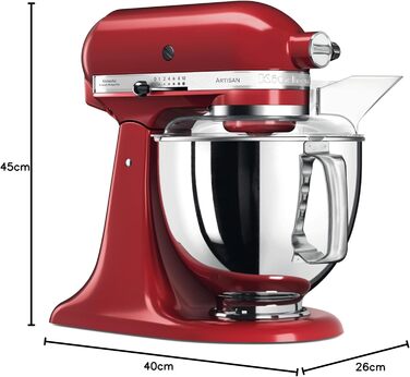 Кухонний комбайн KitchenAid Artisan Empire Red: тістоміс, блендер, насадки, 4.8 л, 2 чаші з нержавіючої сталі