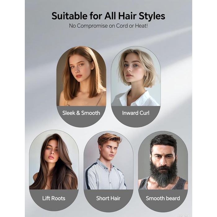 LANDOT Міні випрямляч для волосся 2-в-1: випрямляч та щітка для волосся. Компактний випрямляч для короткого та середнього волосся (Чорний)