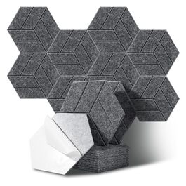 Акустичні гексагональні панелі самоклейні 30x26x0.9 см, звукопоглинаючий акустичний поролон для студії, офісу та геймерської кімнати, темно-сірий (12 шт.)