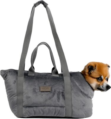 bo&flash Сумка-переноска для собак Portland – 44x26x32 см – для маленьких собак до 7 кг – комфортна та стильна, миється та екологічна (Темно-сірий)