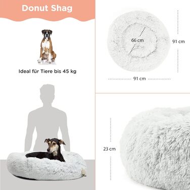 Круглий лежак для тварин Sheri Best Friends Calming Donut - заспокійливий лежак для собак та котів, сірий, 91x91 см