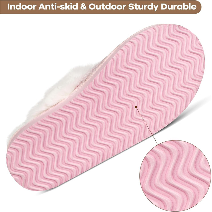 Тапочки жіночі теплі зимові PIZZ ANNU з плюшем та пам'яттю для ніг, рожеві (42/43 EU)