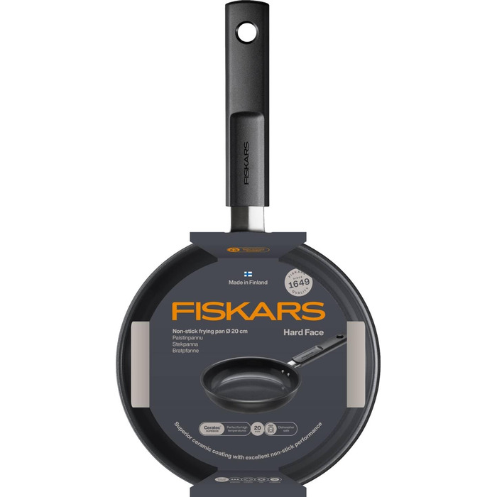 Сковорідки Fiskars Hard Face 24 і 28 см, антипригарне покриття, для всіх плит, алюміній/пластик, 2 шт, чорний