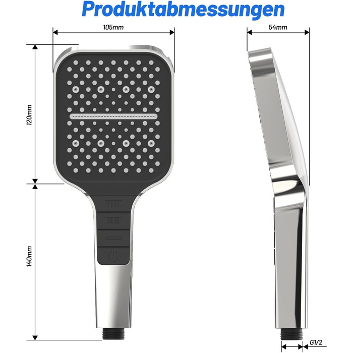 Насадка для душу VEHHE з економним споживанням води, 7 режимів, дощова лійка з кнопкою зупинки, регулюванням однією рукою та силіконовою форсункою, що запобігає засміченню, велика душова лійка, підвищення тиску води (срібна), 7 режимів / срібна