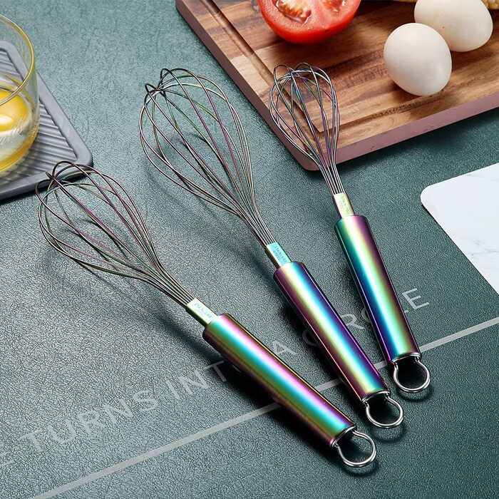 Набір міксерів-віників Kyraton з нержавіючої сталі (3 шт.) 8', 10', 12' - для кухні, приготування їжі, збивання