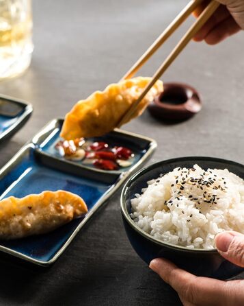 Набір посуду для суші HENXFEN: 2 тарілки, ложки, для місо-супу та ролів, зелений (морський блакитний)