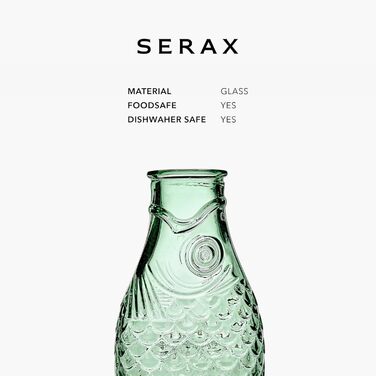Glass Giraffe for Iced Tea without Lid | Fish & Fish Glasses | Wine Decanter 0.85 Liter | Clear Bottle for Hot and Cold Drinks like Coffee Carafe or Filtered Water | For the Beverage Refrigerator