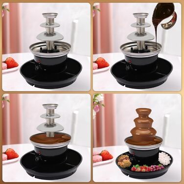 Електричний шоколадний фонтан на 3 яруси з функцією плавлення, 40W, ємність 0.45 кг, з нержавіючої сталі, для вечірок, днів народжень, весіль