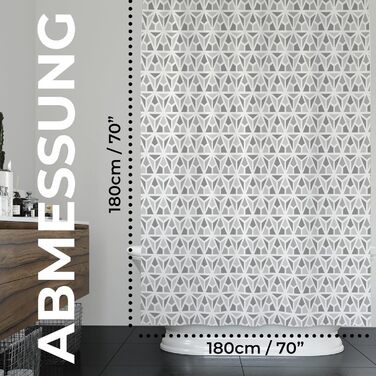 Шторка для душу 180x180 см | Шторка для ванни з антигрибковим покриттям | Сірий геометричний дизайн | Шторка для ванни/душової кабіни