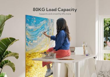 Електричний регульований стіл Claiks 120x60 см, білий, письмовий стіл зі змінною висотою, стіл для роботи стоячи та сидячи