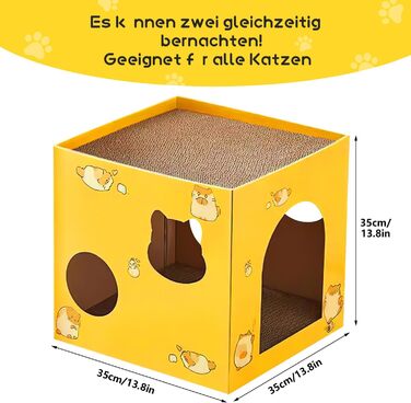 Будиночок-іграшка для котів з картонної гофротари, 35x35x35 см